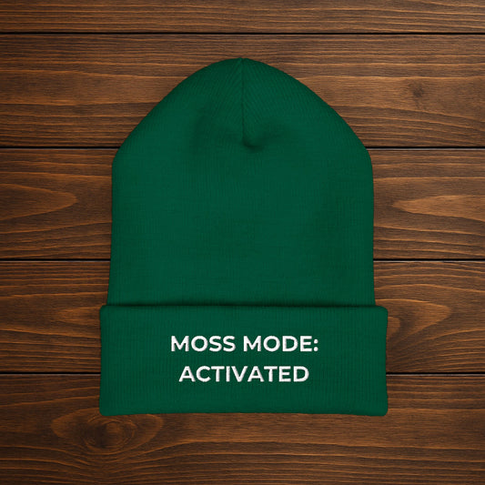"Moss Mode: Activated" Embroidered Beanie | Stay Warm & Embrace the Squish