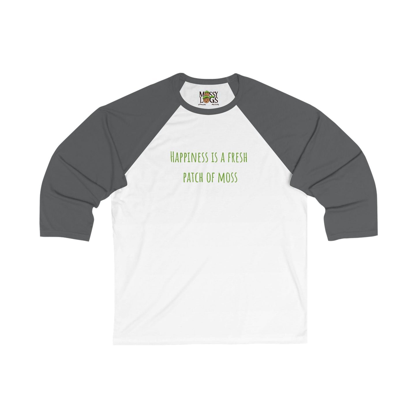 "Happiness Is a Fresh Patch of Moss" 3/4 Baseball Tee | Soft, Stylish & Nature-Inspired