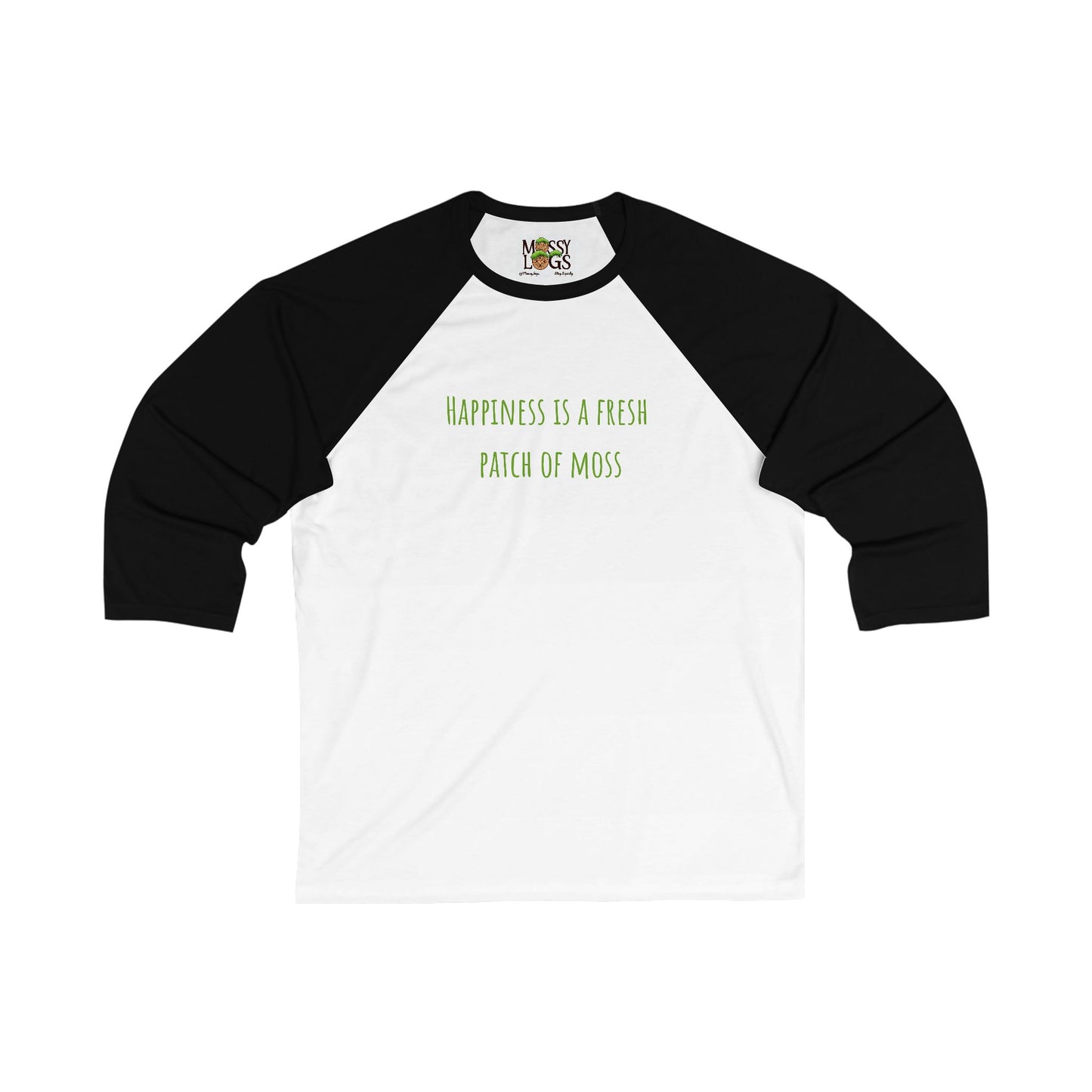 "Happiness Is a Fresh Patch of Moss" 3/4 Baseball Tee | Soft, Stylish & Nature-Inspired