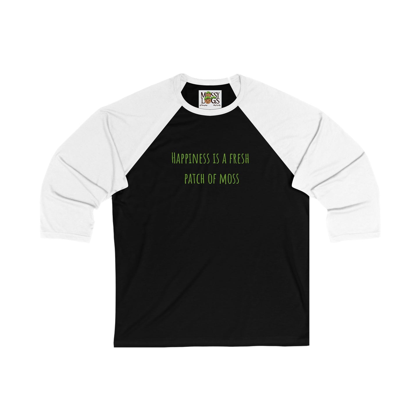 "Happiness Is a Fresh Patch of Moss" 3/4 Baseball Tee | Soft, Stylish & Nature-Inspired