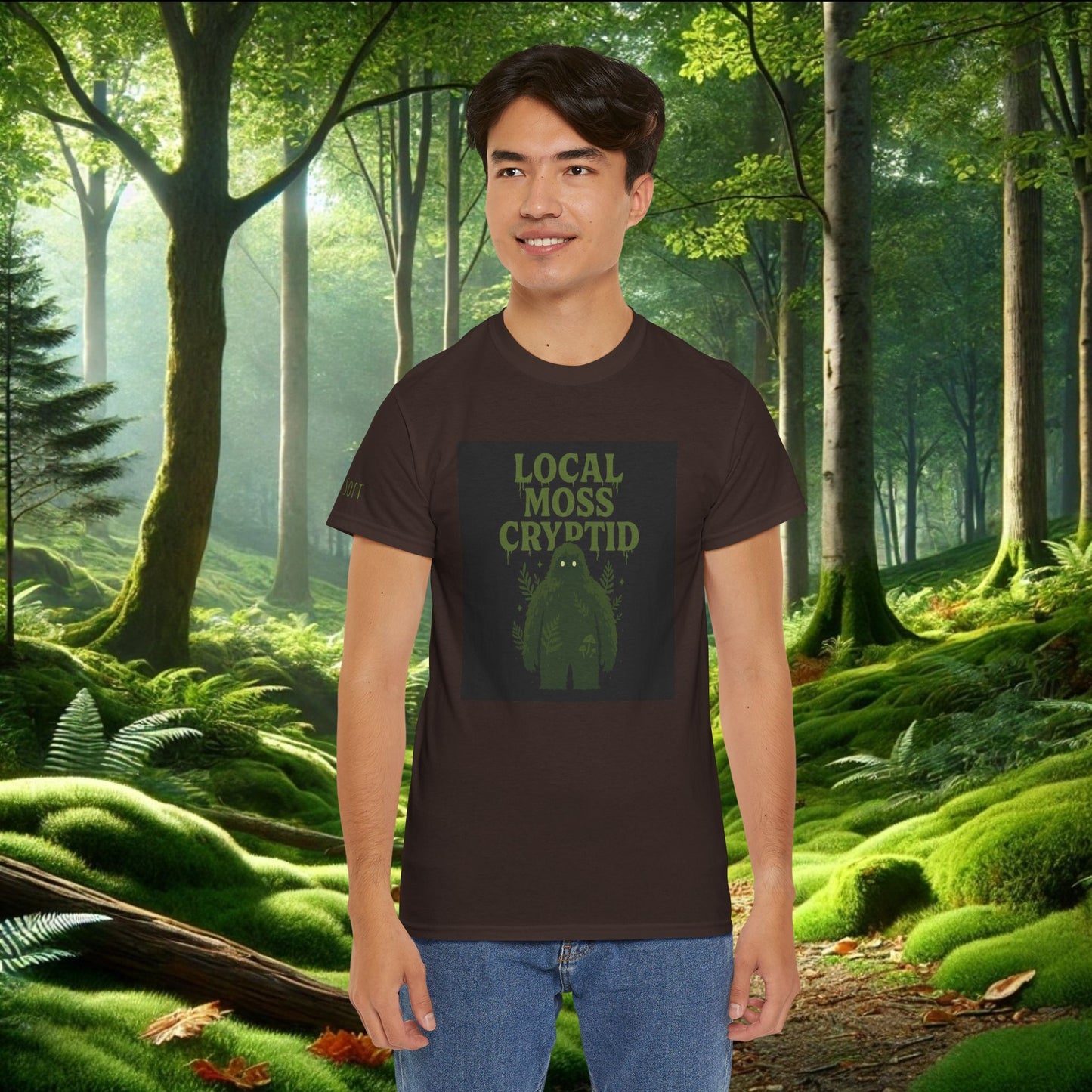 Local Moss Cryptid Tee | Soft Forest Creature Design