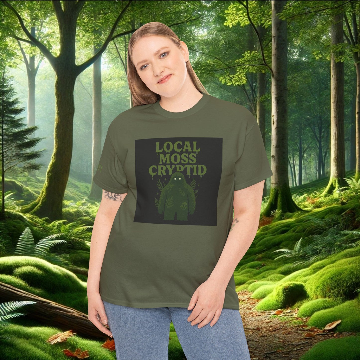 Local Moss Cryptid Tee | Soft Forest Creature Design