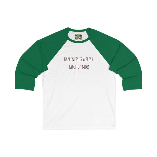 "Happiness Is a Fresh Patch of Moss" 3/4 Baseball Tee | Soft, Stylish & Nature-Inspired