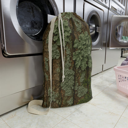 Forest Lichen Bark Laundry Bag | Mossy Woodland Texture