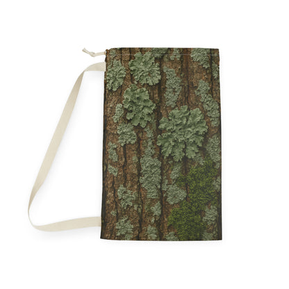 Forest Lichen Bark Laundry Bag | Mossy Woodland Texture