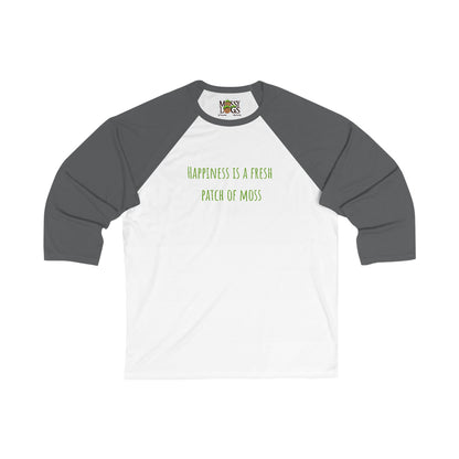 "Happiness Is a Fresh Patch of Moss" 3/4 Baseball Tee | Soft, Stylish & Nature-Inspired