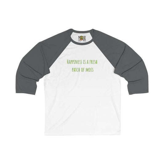 "Happiness Is a Fresh Patch of Moss" 3/4 Baseball Tee | Soft, Stylish & Nature-Inspired
