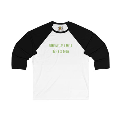 "Happiness Is a Fresh Patch of Moss" 3/4 Baseball Tee | Soft, Stylish & Nature-Inspired