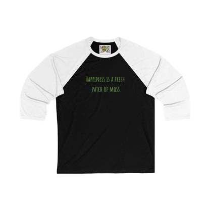"Happiness Is a Fresh Patch of Moss" 3/4 Baseball Tee | Soft, Stylish & Nature-Inspired