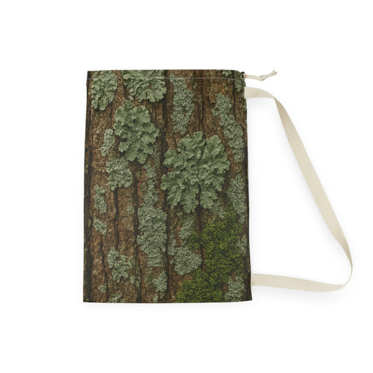 Forest Lichen Bark Laundry Bag | Mossy Woodland Texture