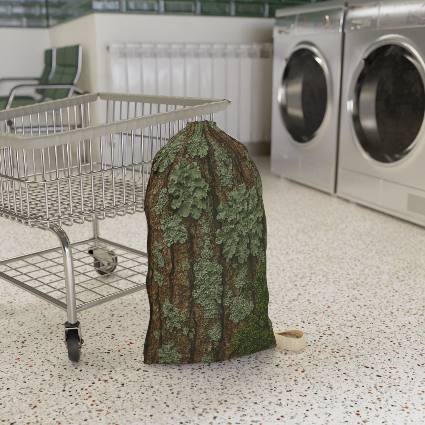 Forest Lichen Bark Laundry Bag | Mossy Woodland Texture
