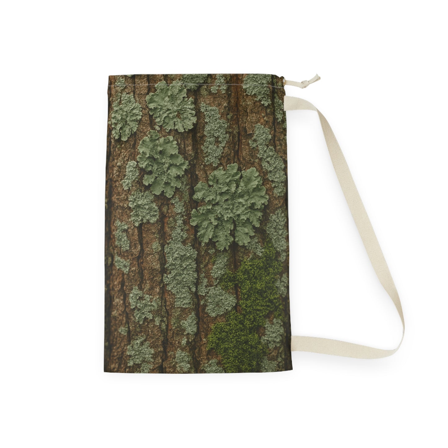 Forest Lichen Bark Laundry Bag | Mossy Woodland Texture