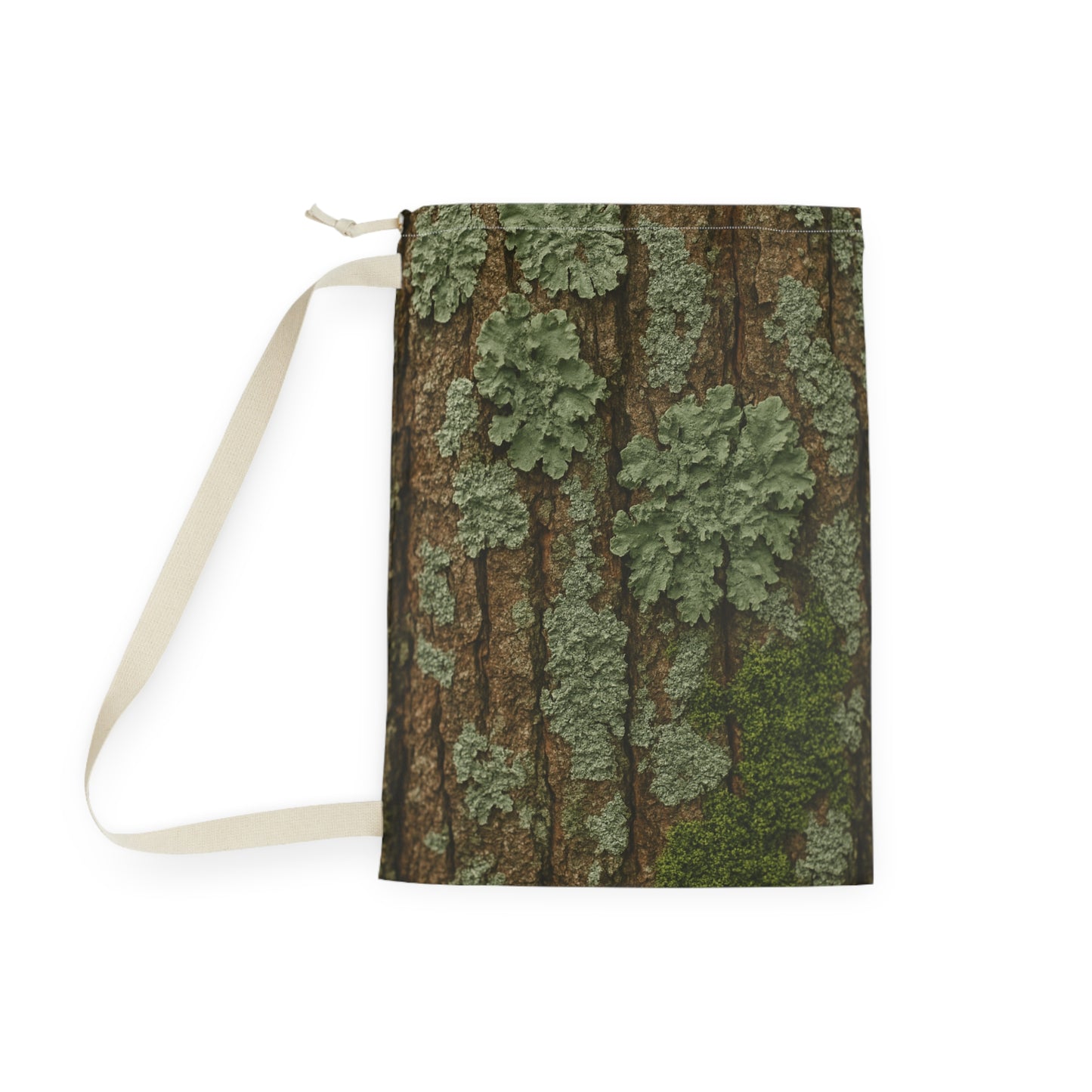 Forest Lichen Bark Laundry Bag | Mossy Woodland Texture
